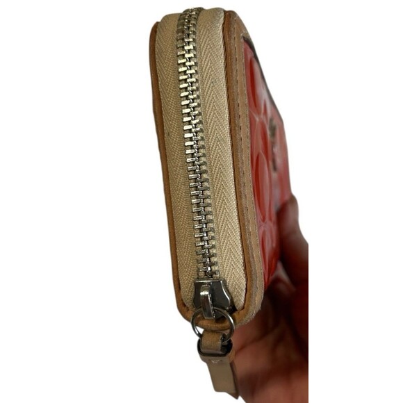 Coach Peyton Sign Wallet Embossed Salmon Orange Patent Leather Zip Around 8 x 4 - Picture 6 of 12